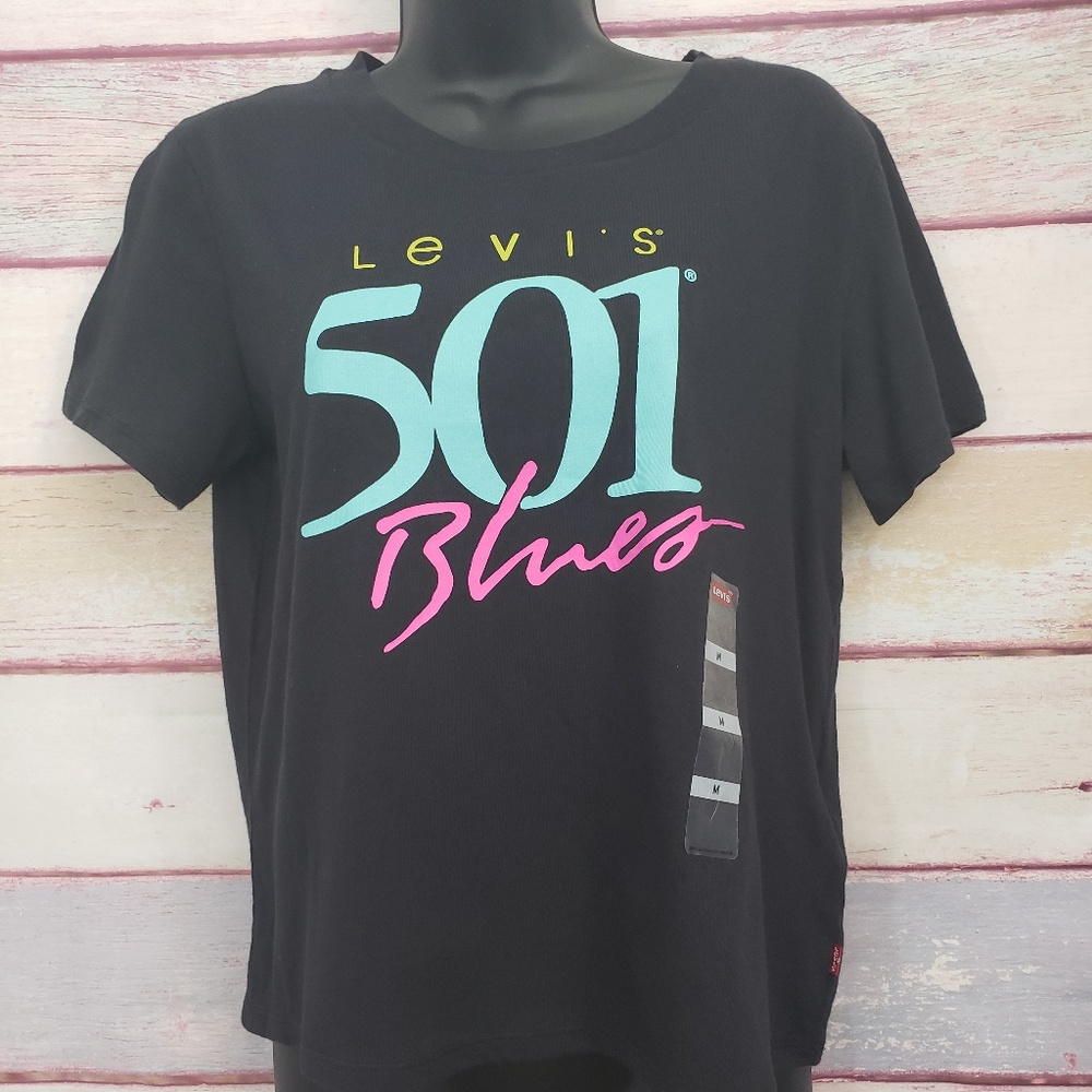 Levis 501 Blues Black Tee Shirt
